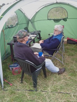 The Treasurer  (L) & Chairman (R) having a ragchew during a lull in contacts