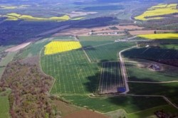 An overhead view of RAF Ramsbury as it is now in agricultural use