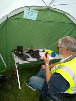 The Secretary M6CUE on 2m FM in the catering come VHF shack.