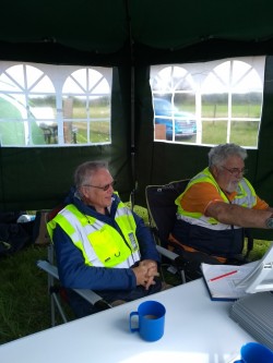 L to R, Andrew M1CJE Vice Chairman logging, John G1OQV Chairman on the mic.