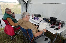 Neil 2E0OQV on the left using a FT3DE on YSF, John G1OQV logging a qso on 40M