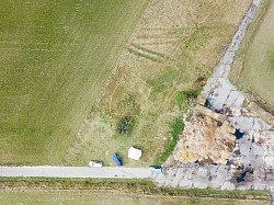 An overhead drone view of our position on site.